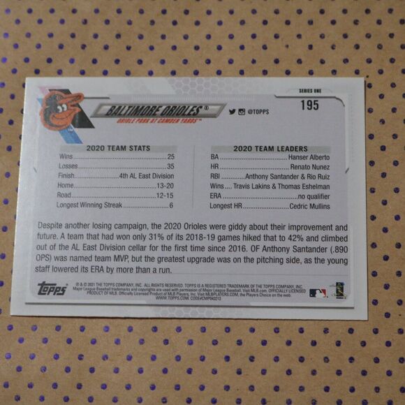 Baltimore Orioles #195 Baseball Card - Picture 2 of 2